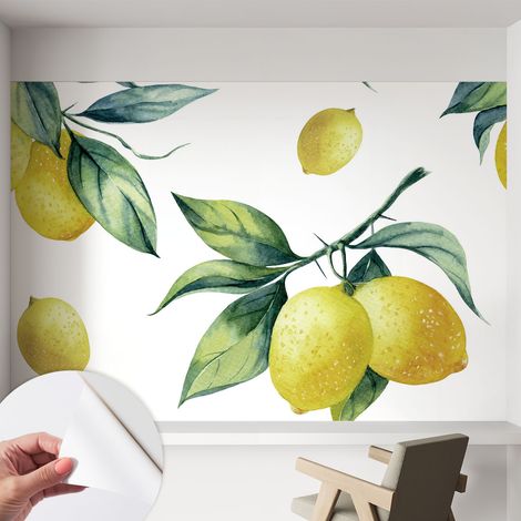 Tapete Selbstklebend - abwaschbar - trendige Wanddeko - elegant Fototapete Zitronenmotiv 152x104 cm (1/5)