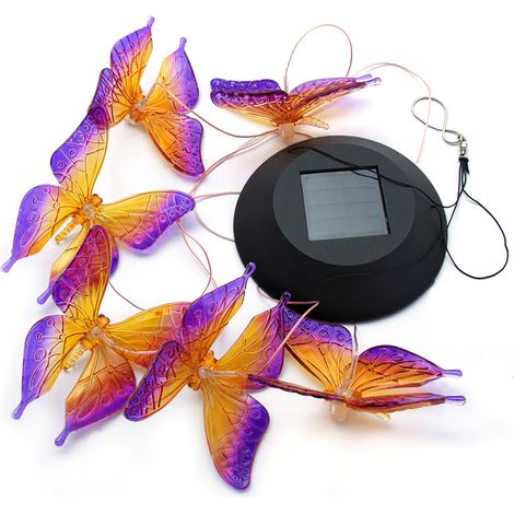 Lampe carillon solaire à changement de couleur, motif papillon, éclairage à panneau solaire pour jardin et rue (1/5)