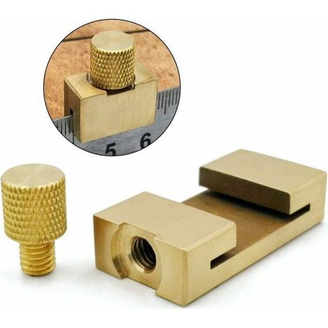 Bloc De Positionnement - Règle En Acier 300 Mm - Double Échelle - Laiton Et Aluminium Anodisé - Pour Menuiserie (1/4)