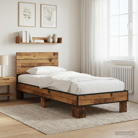 vidaXL Struttura letto con testata Legno antico 80 x 200 cm (1/5)