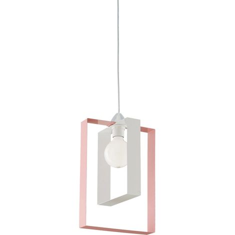 Sospensione Moderna Duplo 1 Luce Ferro Laccato Bianco E Rosa