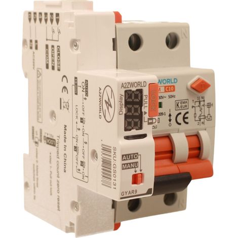 RCBO Interruttore Magnetotermico Differenziale Con Riarmo Automaico, Tipo AC Curva C 1P+N 3M 6000A 30mA AC 230V IP20 IEC61009-1 PL8HM, 3 Tentativi (10s/60s/300s), Corrente Disponibili 6A 10A 16A 20A 2