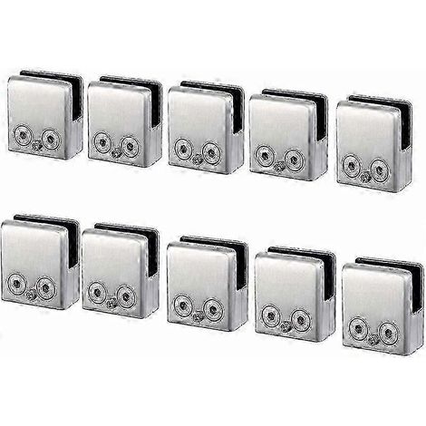 Lot de 10 pinces à verre en acier inoxydable pour supports de balustrade de fenêtre de 6 à 10 mm (1/4)