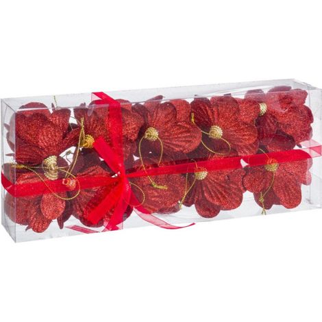 Set de 10 boules de Noël rouges Pommes de Pin - 6cm (1/3)