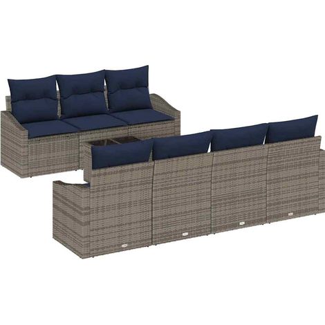 Maison Exclusive - Sofa Set mit Kissen 8 pcs Grau und Marineblau