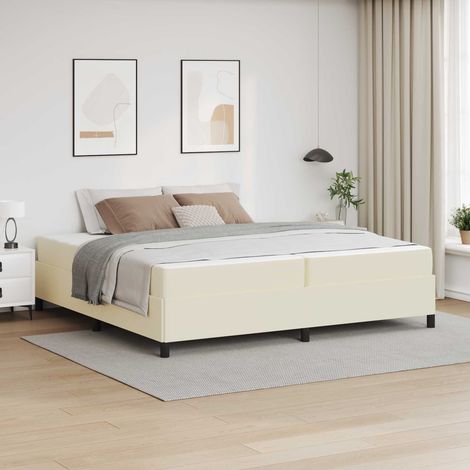 Bettrahmen mit Matratze Creme 200 x 200 cm Stoff (1/5)
