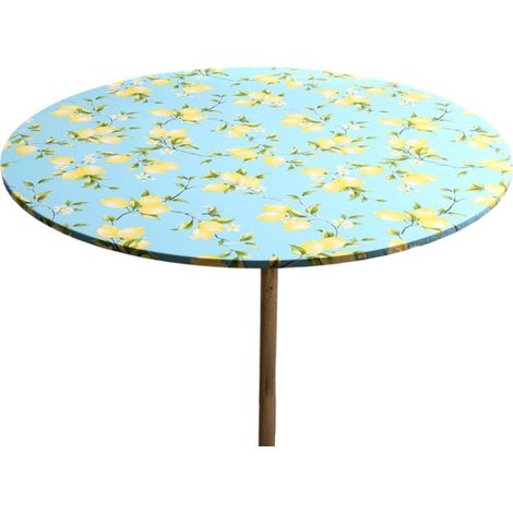 1 nappe ronde ajustée, bord élastique, résistante à l'eau et à l'huile, vinyle doublé flanelle, usage intérieur et extérieur (1/5)