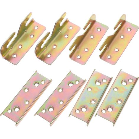 Lot de 4 Connecteurs de Lit Invisibles en Fer Couleur Or, Support Stable pour Pieds de Sommier et Rails de Lit, Fixation Robuste et Design Discret (1/5)