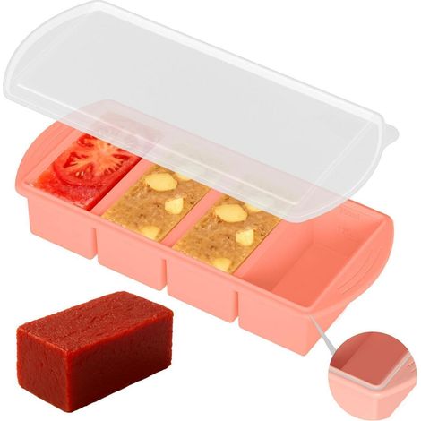 Gefriertablett Silikon mit Deckel für Suppe, Brühe & Soßen, stapelbar, BPA-frei, 250ml (1/5)