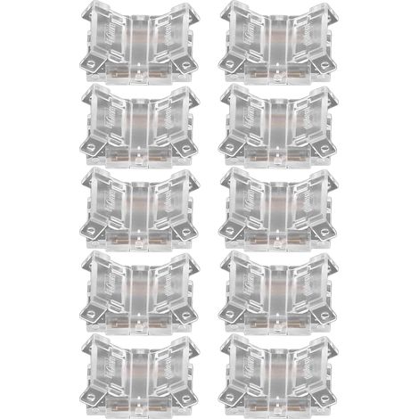 Lot de 10 connecteurs pour rubans LED 2 broches de 10 mm, connexion rapide sans soudure.
