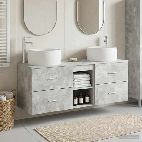 vidaXL Bathroom Furniture Set 3 pcs Concrete Grey 49.5 x 44.5 x 66 cm (1/5)