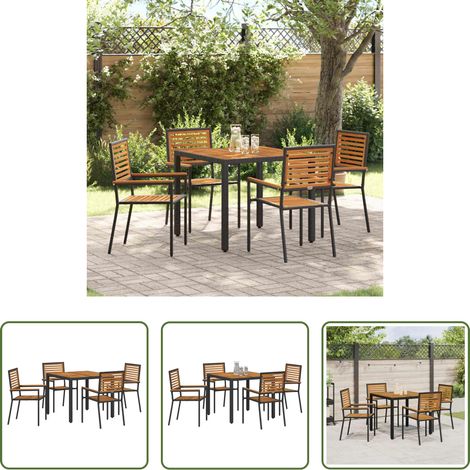 Gartentisch - Garten Essgruppe 5 pcs Schwarz und Braun Poly-Rattan (1/5)
