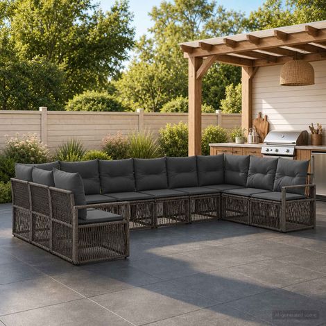 Set Divano da Giardino 10 pcs Grigio polyrattan vidaXL (1/5)