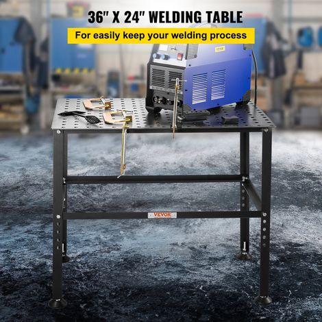 Table de Soudure 914,4x609,4 mm Établi de Soudage Robuste Capacité de Charge 363 kg Acier au Carbone, avec Trous de Fixation, Patin… (1/5)