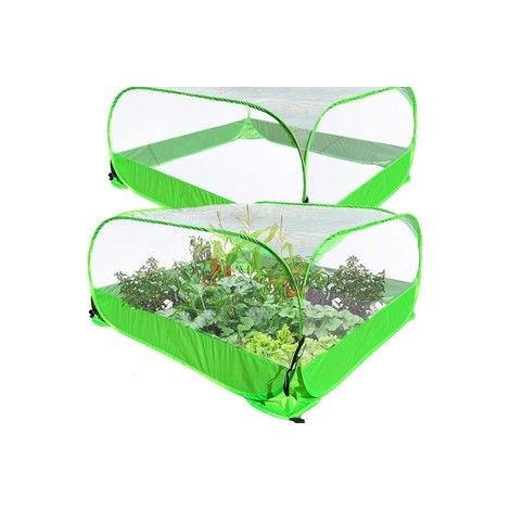 Cage pop-up anti-oiseaux et anti-insectes pour potager, cloche de protection en toile pour légumes, Composition : 100 × 100 × 50 cm, Couleur : liseré vert (1/5)