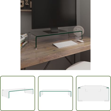 Étagère en verre -  Meuble TV/pour moniteur 70x30x13 cm verre transparent (1/5)
