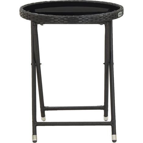 Maison Exclusive - Beistelltisch Schwarz 60 cm Poly Rattan und Ha (1/5)