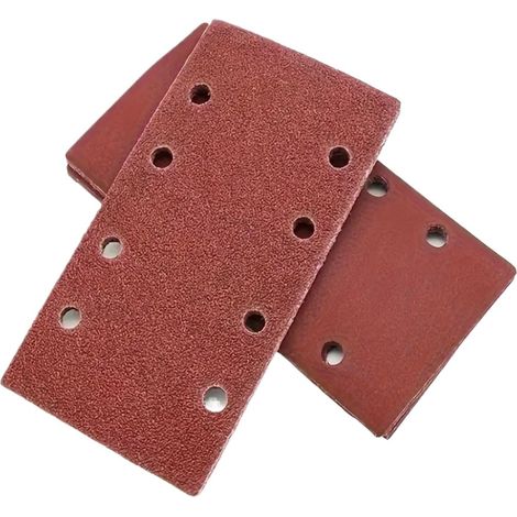 Papier abrasif carré (Lot de 10), 93 x 185 mm (Grain 80) — Outil de polissage pour bois, verre et pierre