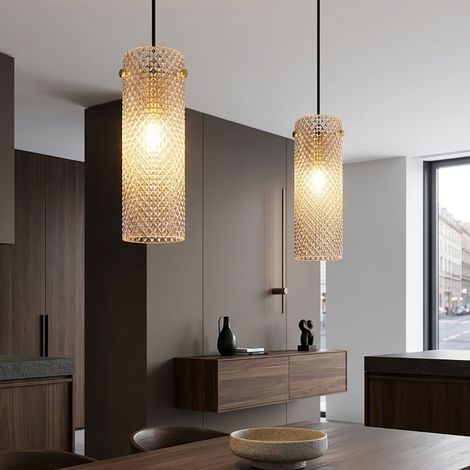 2x Hängeleuchte Pendelleuchte Wohnzimmerlampe Amberglas Gold Metall H 120 cm (1/5)