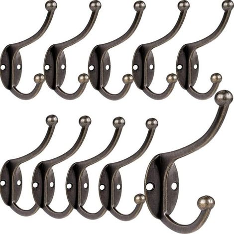 Retro Hook Coat hook Door Manteau Wall-mounted Vintage Hook of Door Metal for Room of Bath Kitchen Bedroom Input 10 Pieces Bronze (1/5)
