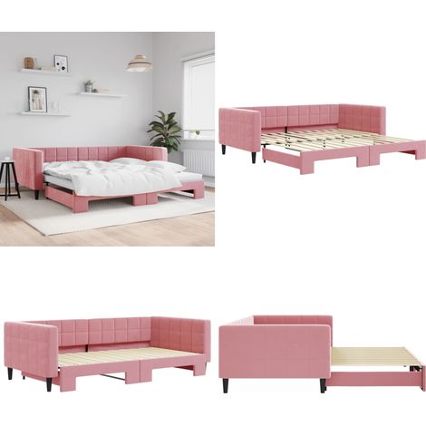 vidaXL Tagesbett Ausziehbar Rosa 100x200 cm Samt (1/5)