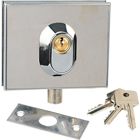 Stremler – Serrure basse chromé brillant – Cylindre 5 pistons – Pêne cémenté 1 tour – Pour portes en verre 8 à 10 mm (1/4)