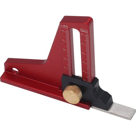 Jauge de hauteur bois 0 à 50 mm en alliage d'aluminium double échelle compacte outil de mesure de profondeur pour atelier (1/5)