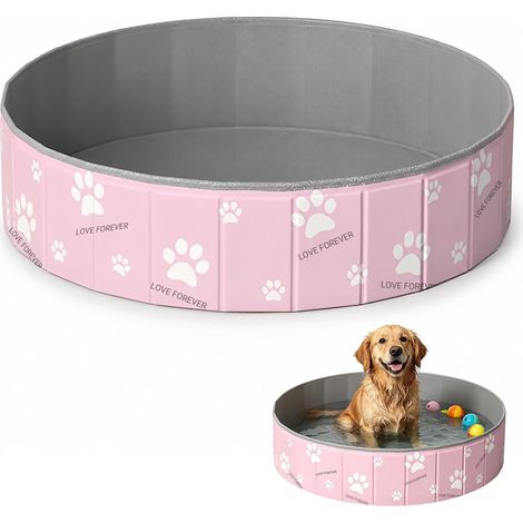 Piscine Pliable Chien 80 x 30 cm,Piscine pour Chien en PVC,Baignoire pour Chien Antidérapante avec Double Vidange,Piscine pour Chien Piscine Portable pour Petits et Moyens Chiens (Rose) (1/5)
