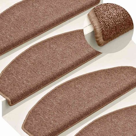 vidaXL Felpudos para escaleras 15 unidades 65x24x4 cm Marrón Semicircular Grande (1/5)