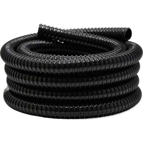 Wiltec Tuyau d'aspiration noir - 5 m / Ø 25 mm (1") / 180 g/m - avec Spirale de renforcem (1/4)