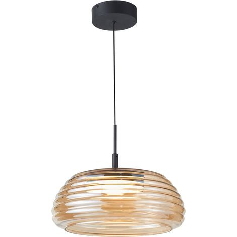 Lampada sospesa moderna nera vetro ambra LED 20W Italux