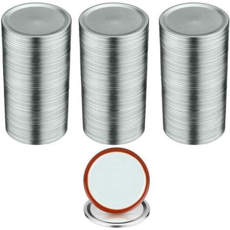 100PCS Couvercles de Bocaux à Conserve - Bouche Régulatrice 70mm, Métal avec Anneau d'Étanchéité, Modèle Argent