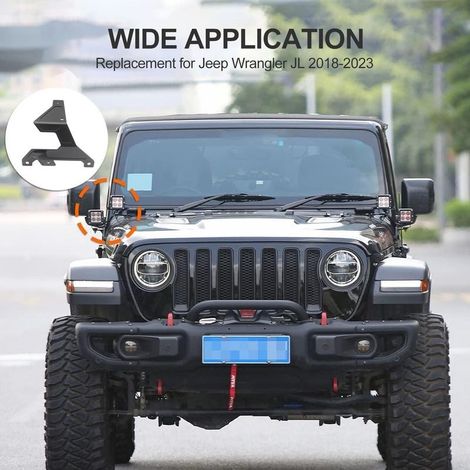 Montage lumineux à double pilier, supports de montage à LED de pare-brise Remplacement de la barre hors route pour Wrangler JL 2018-2023 (1 paire) (1/5)