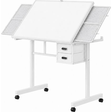 Puzzeltisch mit 4 Ablagen und 2 Schubladen, MDF Metall, Weiß (1/5)