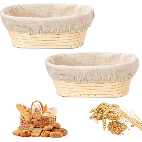 Lot de 2 paniers banneton pour pain artisanal, en rotin, pour le levain, la fermentation naturelle et la cuisson maison.-AquaForge (1/5)