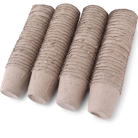 100 biologisch abbaubare 6-cm-Torftöpfe für Setzlinge und Stecklinge – Umweltfreundliches Gartenzubehör (1/5)