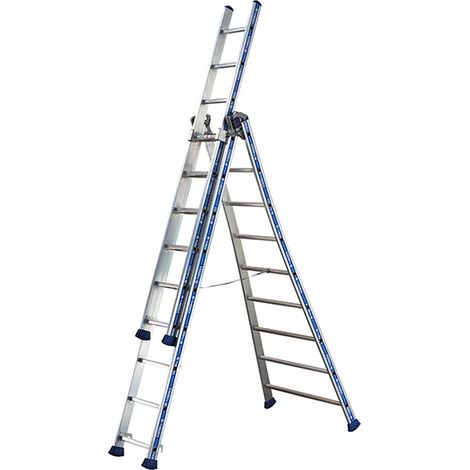 Echelle transformable 3 plans 3x7 marches - Hauteur de travail max 5,8m - 2443607