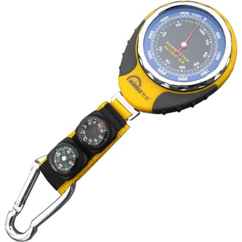 Barometre altimetre numerique multifonctionnel portable pour le camping en plein air, randonnee, escalade, modele : jaune (1/5)