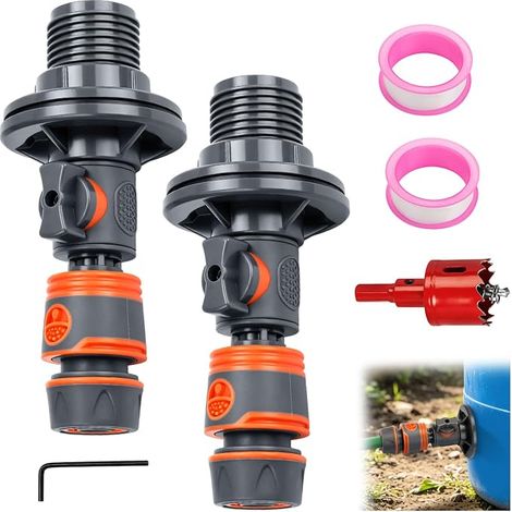 Passage pour réservoir de pluie avec robinet d'arrêt 3/4" 16 mm (1/5)