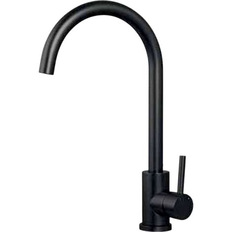 Miscelatore Lavello Canna a Ponte Girevole Acciaio Inox 304 Nero Opaco – Cartuccia Ø35 mm
