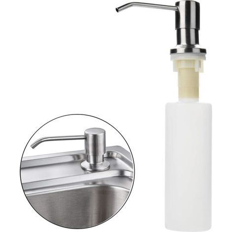 YMYNY Distributeur de savon en acier inoxydable et bouteille en PP, distributeur de savon durable pour évier de cuisine (300 ml)