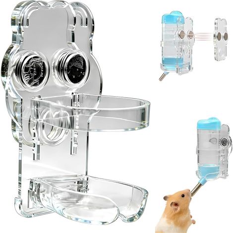 Abreuvoir Lapin, Réglable En Hauteur Forte Stabilité, Support De Bouteille D'Eau Pour Souris, Rats, Dégus (Acrylique, 1 Pièce) (1/5)