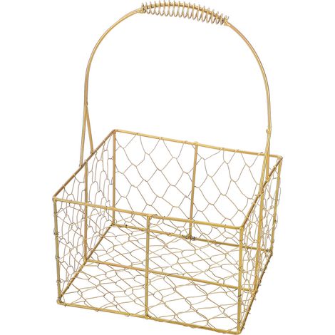 Goldener Eisenblumenkorb, handgefertigter Geschenkkorb, handgefertigter Straußkorb für Blumenverpackungen (1/5)