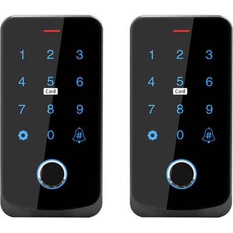 Clavier de contrôle d'accès à 2 touches avec télécommande Bluetooth, puce RFID, carte M1 et lecteur d'empreintes digitales TF9-Noir (1/5)