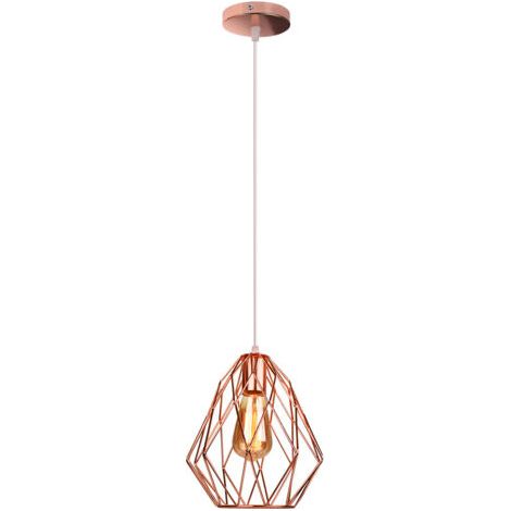 royaluxe- Suspension Luminaire D'Intérieur Rétro Plafonnier Moderne Lampe À Suspension Vintage En Métal Pour Chambre Intérieure Café Bar Or Rose E27 (1/5)
