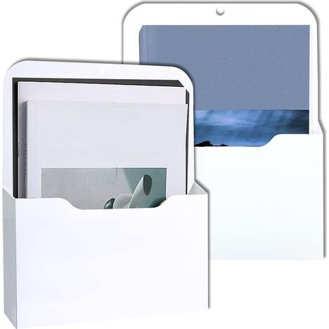 Porte Documents Magnétiques, Lot de 2 Porte-Documents Magnétiques, Rangement de Fournitures de Bureau, Porte-Lettres A4 avec Aimants Puissants pour Tableau Blanc, Réfrigérateur, Maison, Blanc (1/5)