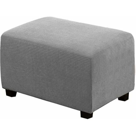 Housse de Pouf carrée Extensible en Peluche, Housses de Repose-Pieds en Jacquard Doux pour protéger Le Repose-Pieds, Housse de Pouf avec Fond élastique, Lavable en Machine - S-gris clair (1/5)