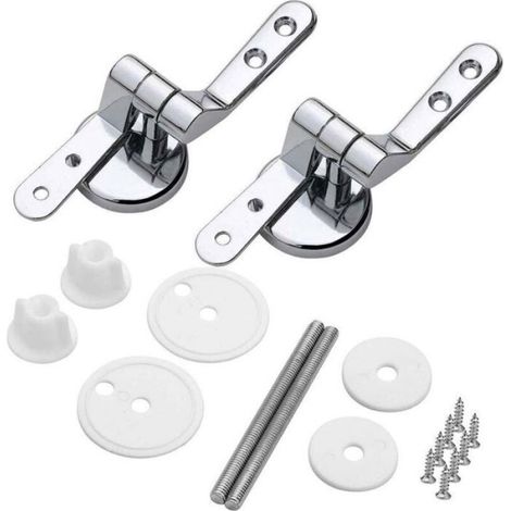 Lot de 2 Charnières pour Lunette WC, Fixations en Alliage de Zinc, Vis Inox, pour Salle de Bain