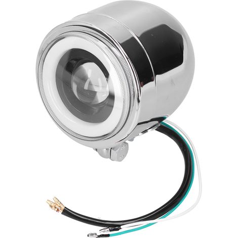 Runder 4,25-Zoll-LED-Scheinwerfer mit Halo-Angel-Eyes, Doppelstrahl, Retro-Motorrad-Tagfahrlicht, Chromgehäuse, weißes Licht (1/5)