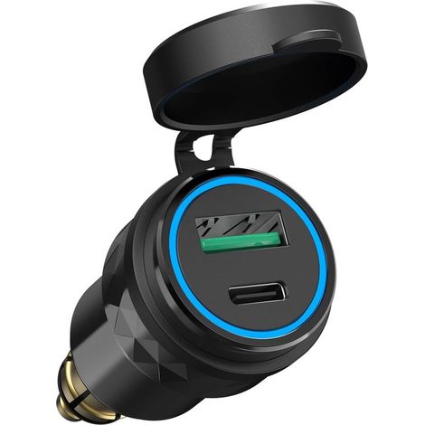 Caricabatterie con presa USB DIN per motociclisti - Ricarica rapida PD da 30 W e QC da 18 W (1/5)